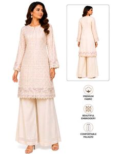 Elegant Embroidered Kurta with Palazzo Set