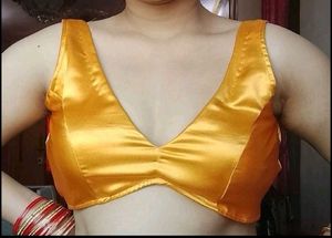 Golden Satin Padded Backless Blouse