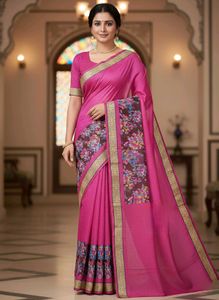 Pink Floral Border SAREE ✨💞