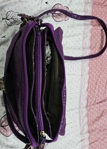 Purple Snakeski  Textured Shoulder Bag