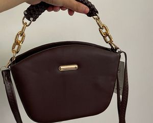 Chic Brown Crossbody Bag with Gold Chain
