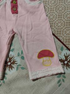 pink pant with lace trim