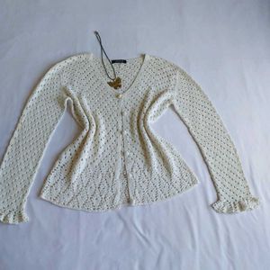 Cream Crochet Cardigan 🎀🫧