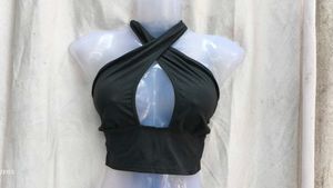152112. Crisscross Halter Neck Crop Top
