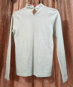 Ruffled Mock Neck Long Sleeve Top