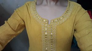 Yellow Mustard Embroidered Kurta