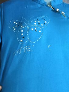 Blue Butterfly Embellished Top