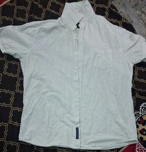 Classic off white and cream  Short Sleeve Shirt