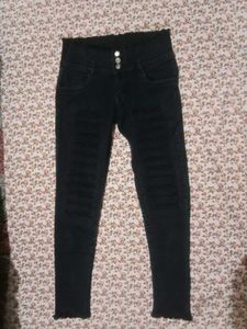 Black High-Waisted Ripped Jeans