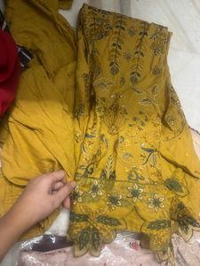 Embroidered Mustard Kurta