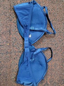 Elegant Blue Satin Bra