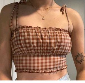 Plaid Smocked Crop Top