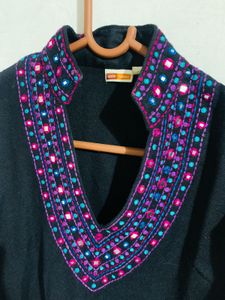 Embroidered Black Tunic Top