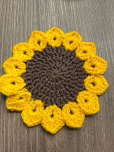 Sunflower Crochet Coaster