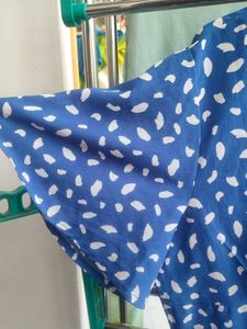 Blue &amp; White Printed knee length dress