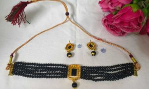 Elegant Black Beaded Choker Necklace