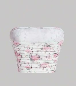 Floral Print Ruched Tube Top
