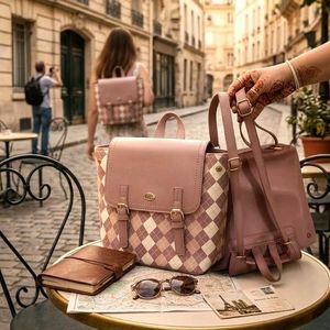 Chic Argyle Pattern Backpack🆕✨
