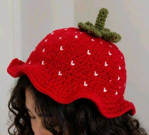 Handmade Crochet Strawberry Hat