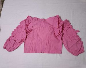Pink Ruffled Sleeve Top