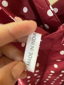 Maroon Polka Dot Wrap Dress