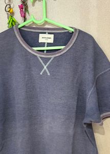 Jack &amp; Jones Blue Textured drop shoulder T-Shirt