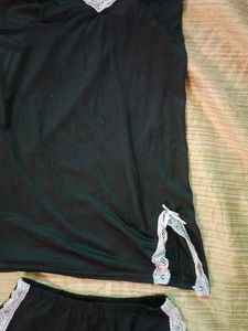 Black Lace Pajama Sexy Shorts Set