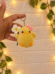 Cute Crochet Chick Keychain
