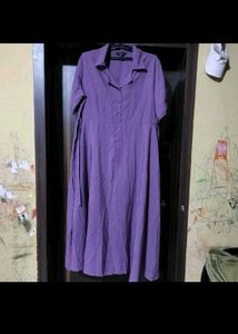 Elegant Purple Button-Up Midi Dress
