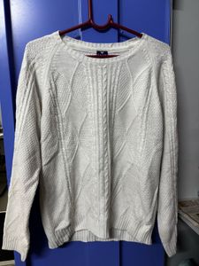 fame forever white  Cable Knit Sweater