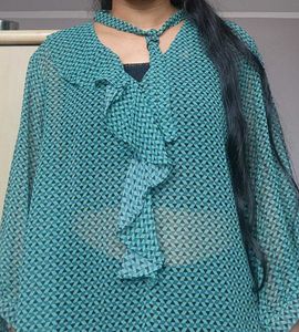 Stylish Teal Patterned Top