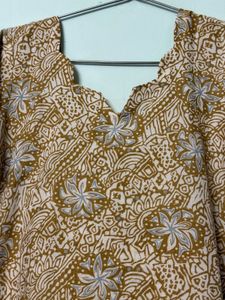 Brown n White Salwar Suit With Dupatta