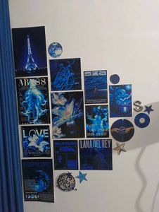 Aesthetic Blue Wall Poster Collage Kit