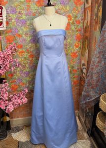 Elegant Strapless Blue Maxi cinderella  Dress