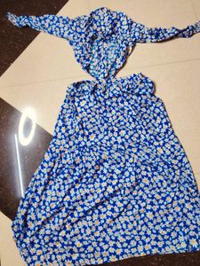 Blue Floral Cut-Out Maxi Dress