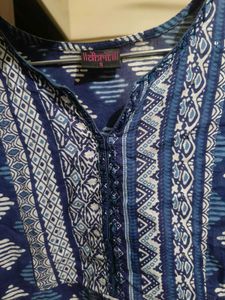 Blue Geometric Print Cotton Kurta
