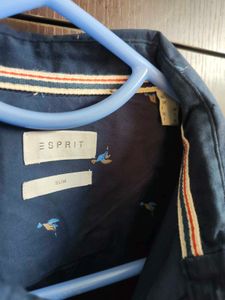 ESPIRIT Men's Blue Printed Casual Shirt