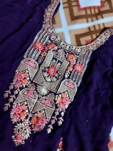 Designer Embroidered Purple Kurta