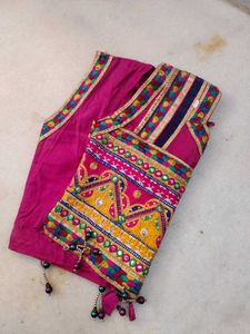 Vibrant Pink Ethnic Blouse with Tassels