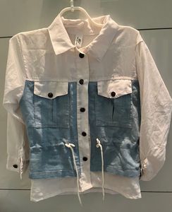 White and Denim Two-Tone Top