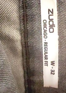 Zudio Jeans Grey Straight Slim Fit Size 32
