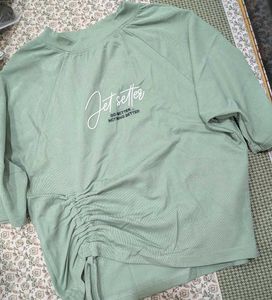 Mint Green Ruched "Jet Setter" T-Shirt