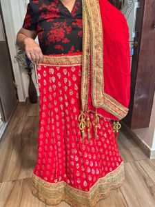Vibrant Red Embroidered Lehenga Choli