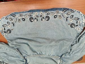 Boho Denim Embroidered Shirt