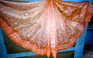 Peach Floral Organza Saree