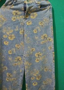 Floral Print Denim Jeans
