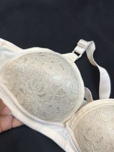 Lace Detail Beige Bra