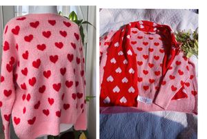 Pink Heart Sweater with scarf