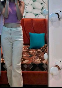 white High Waisted Wide Leg Jeans