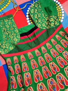 Green Embroidered Lehenga Choli Set